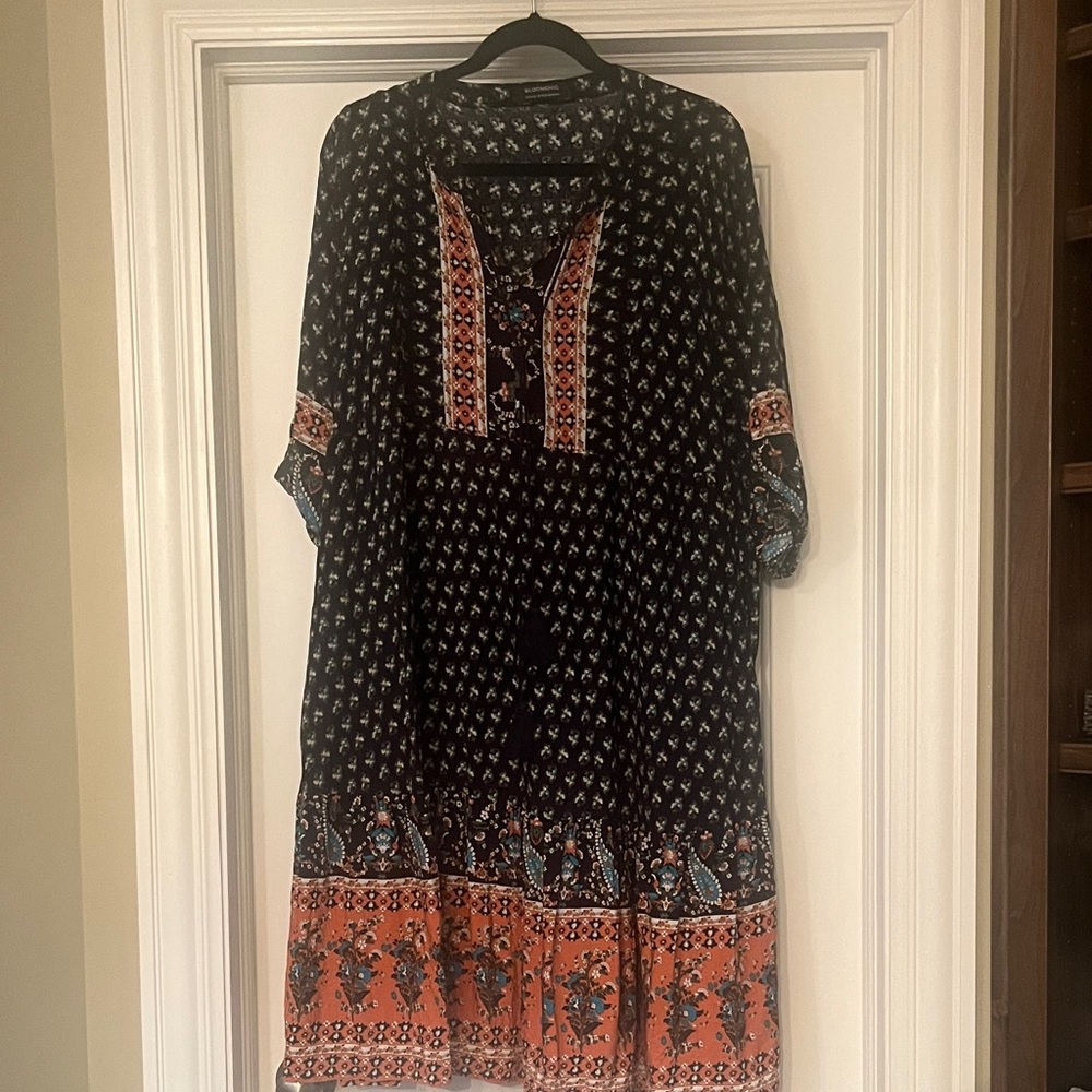 BloomChic Black and Orange Patterned Dress